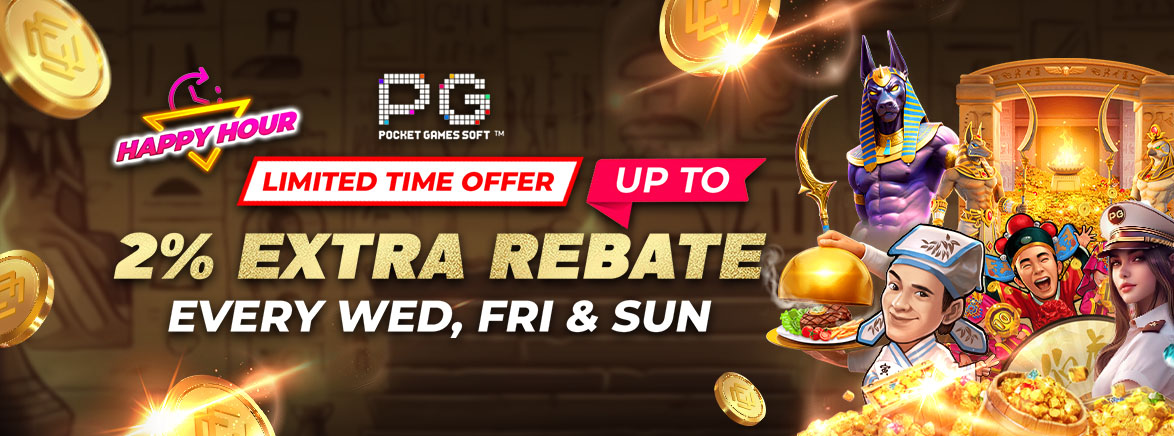 Slots Happy Hour up to 2% Extra Rebate Slots Happy Hour up to 2% Extra Rebate